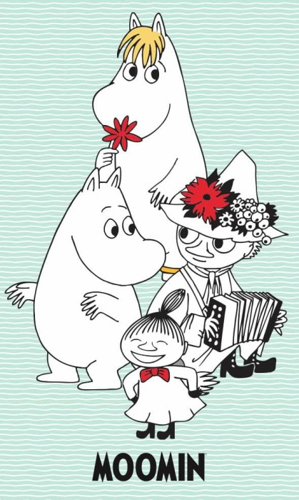 37266Ręczniczek do przedszkola 30x50 Muminki miętowy 7686 Moomins dziecięcy bawełniany Mała Mi Włóczykij Migotka do rąk-1