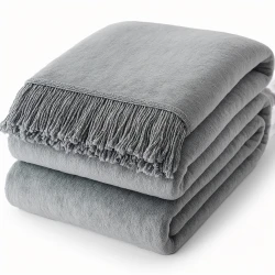 Koc Moca Design Popiel 150x200 cm – Bawełniano-Akrylowy