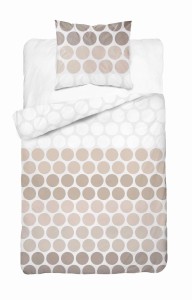 37320Pościel satynowa 140x200 Beżowe groszki na bieli – minimalistyczny wzór, 100% bawełna 5474 A - Home Satin 71-1