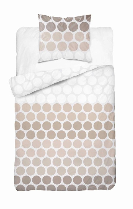 37320Pościel satynowa 140x200 Beżowe groszki na bieli – minimalistyczny wzór, 100% bawełna 5474 A - Home Satin 71-1