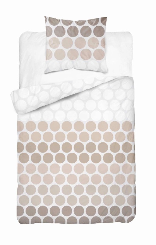 37320Pościel satynowa 140x200 Beżowe groszki na bieli – minimalistyczny wzór, 100% bawełna 5474 A - Home Satin 71-1