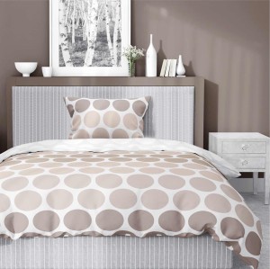37320Pościel satynowa 140x200 Beżowe groszki na bieli – minimalistyczny wzór, 100% bawełna 5474 A - Home Satin 71-3