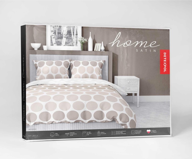 37320Pościel satynowa 140x200 Beżowe groszki na bieli – minimalistyczny wzór, 100% bawełna 5474 A - Home Satin 71-5