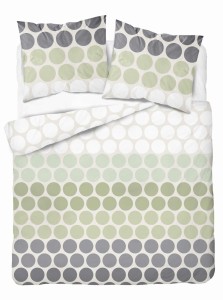 37325Pościel satynowa 220x200 Zielone i szare groszki na kremie – świeży minimalizm, 100% bawełna 5474 B - Home Satin 71-1