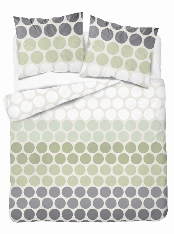 37325Pościel satynowa 220x200 Zielone i szare groszki na kremie – świeży minimalizm, 100% bawełna 5474 B - Home Satin 71-1