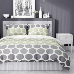 37325Pościel satynowa 220x200 Zielone i szare groszki na kremie – świeży minimalizm, 100% bawełna 5474 B - Home Satin 71-3