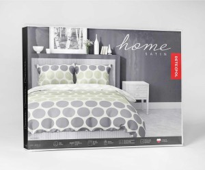 37325Pościel satynowa 220x200 Zielone i szare groszki na kremie – świeży minimalizm, 100% bawełna 5474 B - Home Satin 71-5