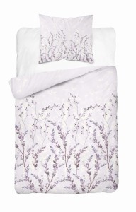 37326Pościel satynowa 140x200 Lawendowe gałązki na pudrowym różu – romantyczny wzór, 100% bawełna 5475 A - Home Satin 71-1