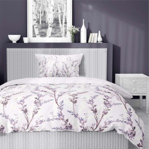 37326Pościel satynowa 140x200 Lawendowe gałązki na pudrowym różu – romantyczny wzór, 100% bawełna 5475 A - Home Satin 71-3