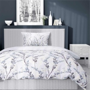 37329Pościel satynowa 140x200 Lawendowe gałązki na chłodnym błękicie – subtelny wzór, 100% bawełna 5475 B - Home Satin 71-3