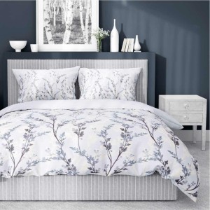 37331Pościel satynowa 220x200 Lawendowe gałązki na chłodnym błękicie – subtelny wzór, 100% bawełna 5475 B - Home Satin 71-3