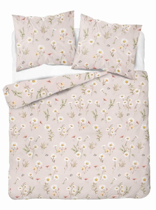 37334Pościel satynowa 220x200 Ciepły beż w polne kwiaty – romantyczny wzór, 100% bawełna - 5476 A - Home Satin 71-1