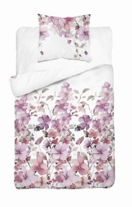 37347Pościel satynowa 140x200 Biała w pastelowe kwiaty – romantyczna elegancja, 100% bawełna - 5478 B - Home Satin 71-1