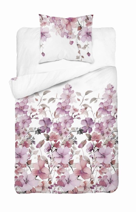 37347Pościel satynowa 140x200 Biała w pastelowe kwiaty – romantyczna elegancja, 100% bawełna - 5478 B - Home Satin 71-1