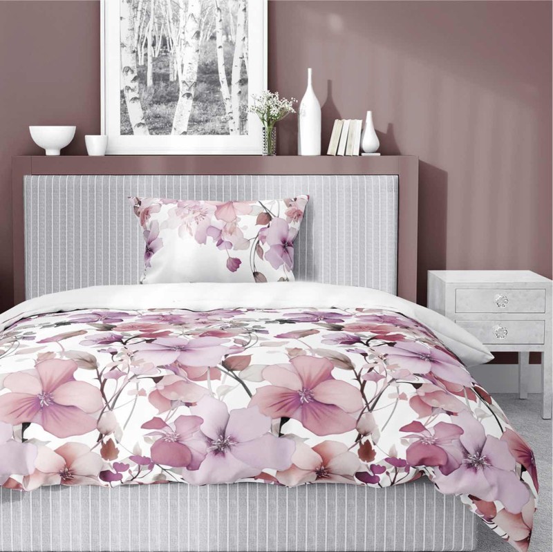 37347Pościel satynowa 140x200 Biała w pastelowe kwiaty – romantyczna elegancja, 100% bawełna - 5478 B - Home Satin 71-3
