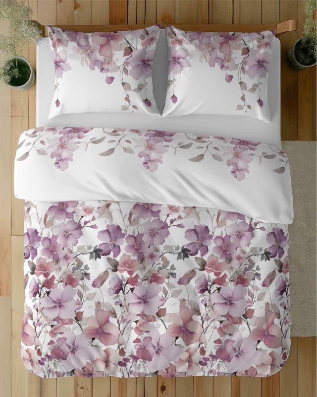 37347Pościel satynowa 140x200 Biała w pastelowe kwiaty – romantyczna elegancja, 100% bawełna - 5478 B - Home Satin 71-4