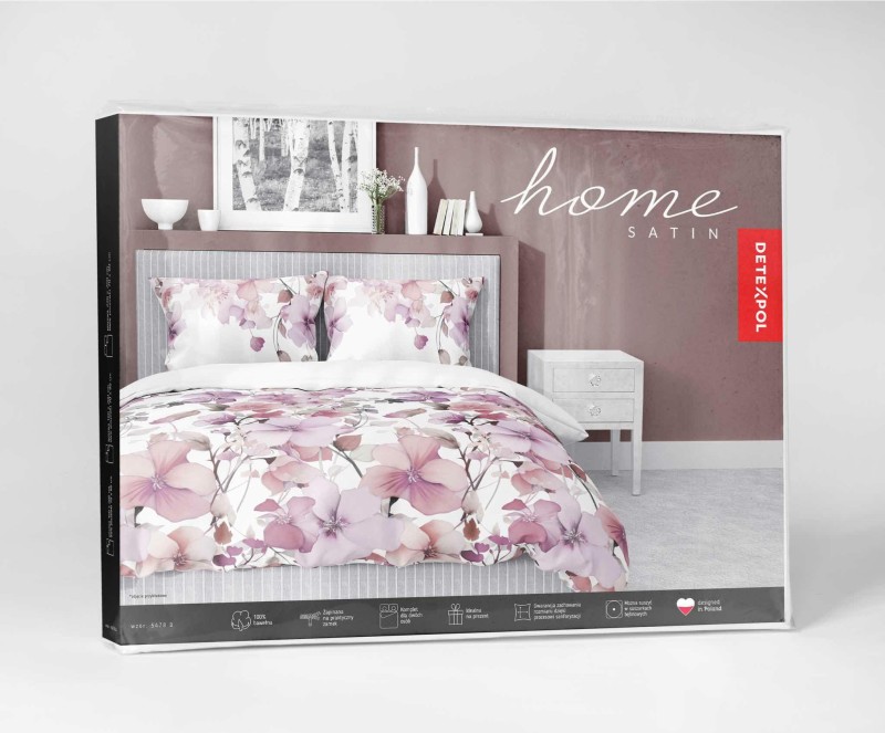 37347Pościel satynowa 140x200 Biała w pastelowe kwiaty – romantyczna elegancja, 100% bawełna - 5478 B - Home Satin 71-5