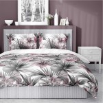 Pościel satynowa 160x200 Home Satin 71 Biała w kwiaty i liście