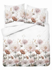 Pościel satynowa 160x200 Home Satin 71 biała w pudrowe kwiaty-2