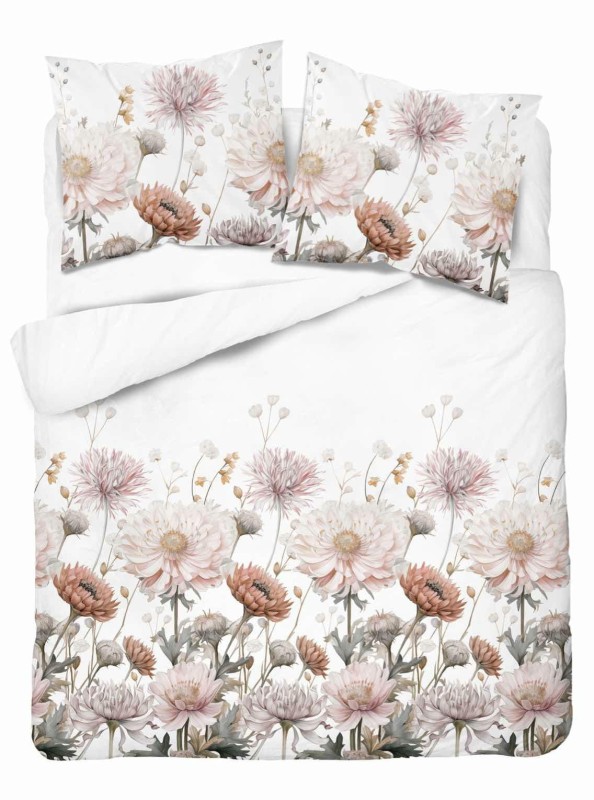 Pościel satynowa 160x200 Home Satin 71 biała w pudrowe kwiaty-2