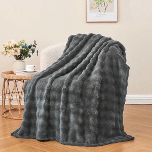 Koc narzuta z mikrofibry 160x200 3D BUBBLE ciemny szary