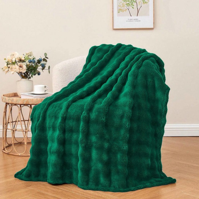 Koc narzuta z mikrofibry 160x200 3D BUBBLE zielony-1