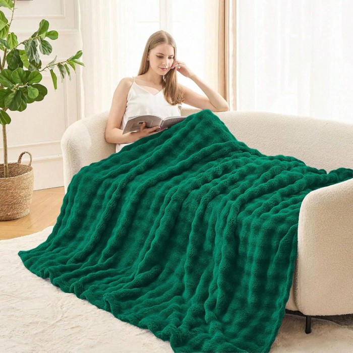 Koc narzuta z mikrofibry 160x200 3D BUBBLE zielony-2