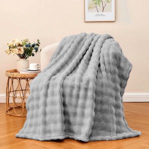 Koc narzuta bąbelkowy 200x220 3D BUBBLE szary jasny