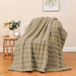 Koc narzuta z mikrofibry 160x200 3D BUBBLE beżowy