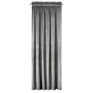 Zasłona Zaciemniająca 140x250 Na Taśmie Żabki Welur PREMIUM - Jasna Szara-2