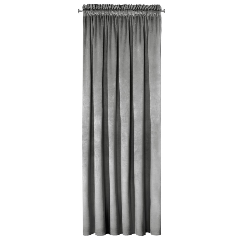 Zasłona Zaciemniająca 140x250 Na Taśmie Żabki Welur PREMIUM - Jasna Szara-2