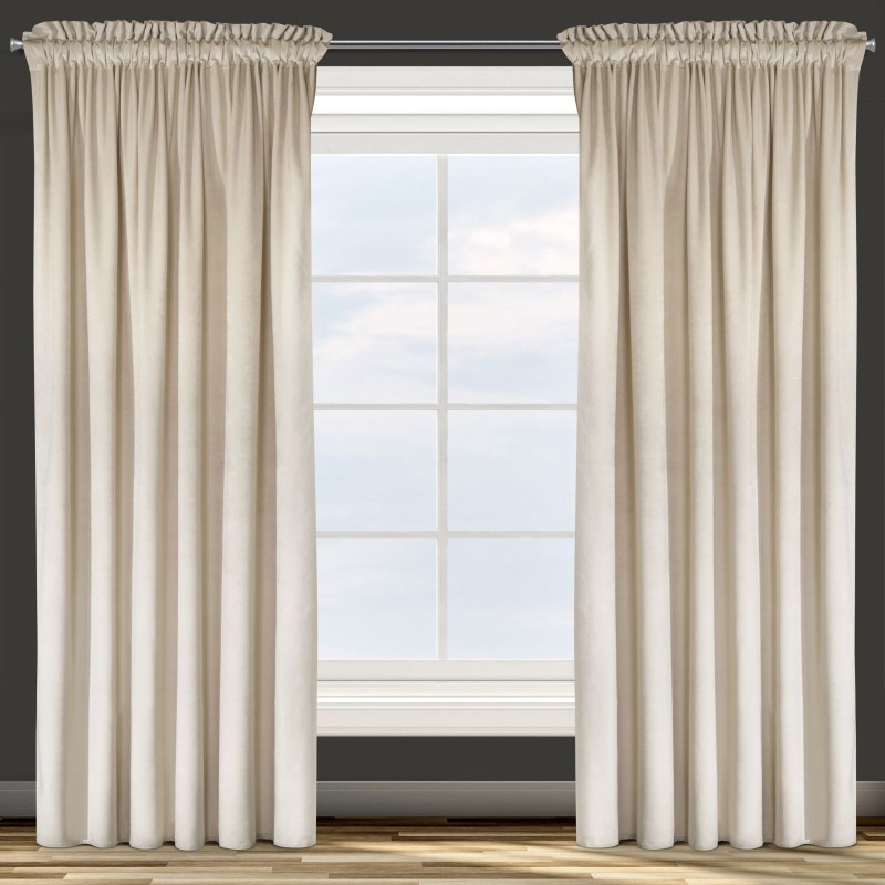 Zasłona Zaciemniająca 140x250 Na Taśmie Żabki Welur PREMIUM - Beżowa-1