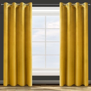 Zasłona Zaciemniająca 140x250 Na Przelotkach Welur PREMIUM - Musztardowa-1