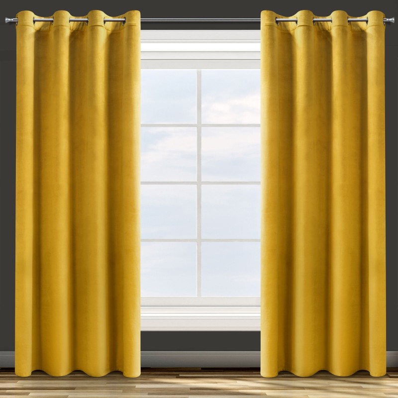 Zasłona Zaciemniająca 140x250 Na Przelotkach Welur PREMIUM - Musztardowa-1