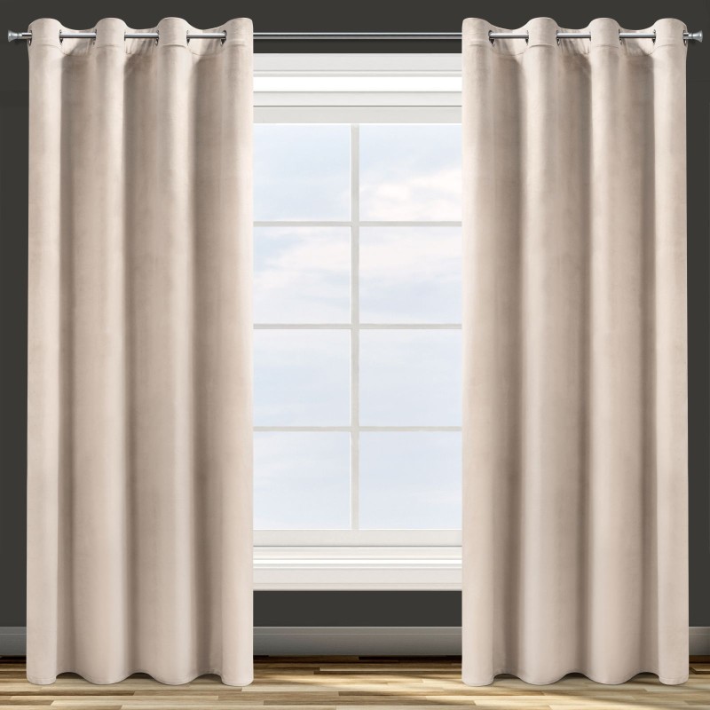 Zasłona Zaciemniająca 140x250 Na Przelotkach Welur PREMIUM - Beżowa-1