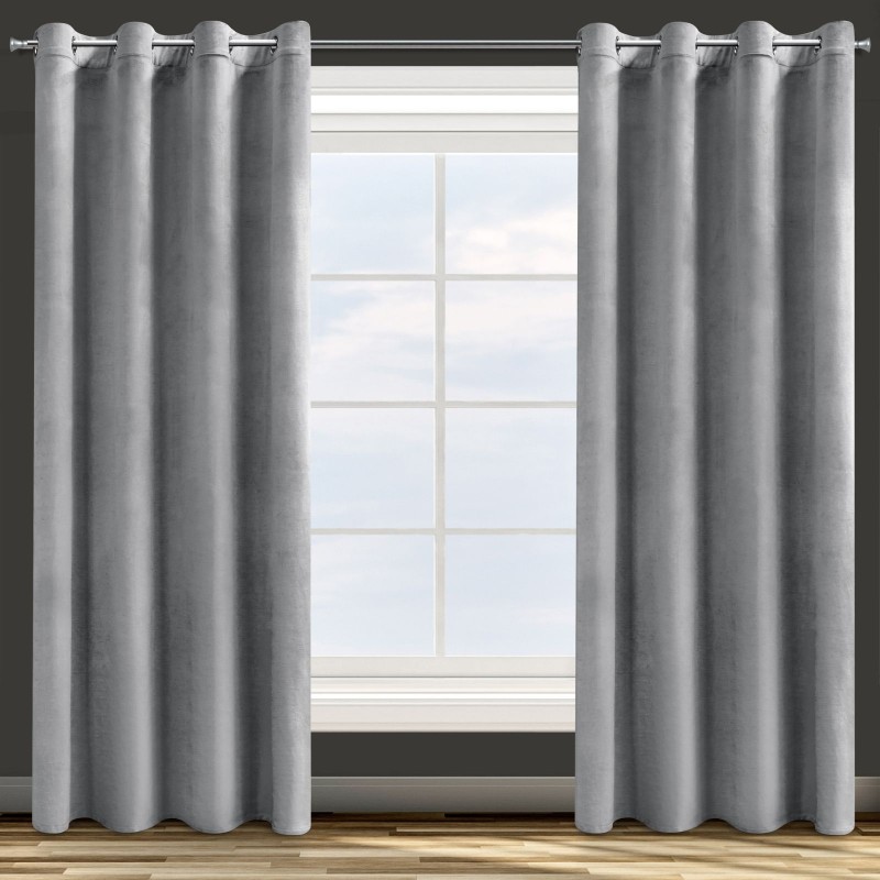 Zasłona Zaciemniająca 140x250 Na Przelotkach Welur PREMIUM - Szara-1