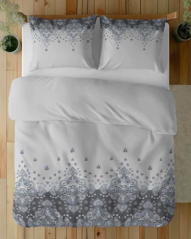 37449Pościel bawełniana 220x200 Biała z ornamentem – orientalny wzór paisley, 100% bawełna - 5338 B - Soft Meadow-2