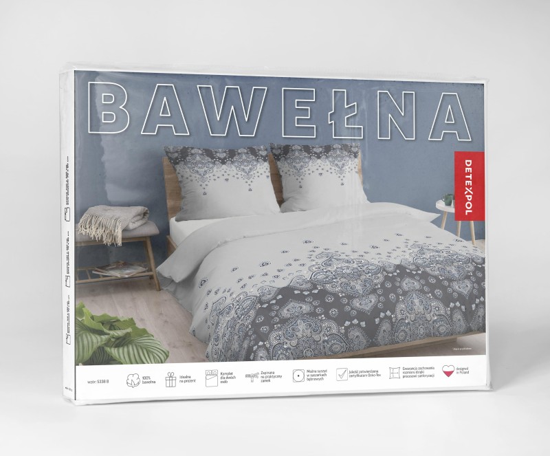 37449Pościel bawełniana 220x200 Biała z ornamentem – orientalny wzór paisley, 100% bawełna - 5338 B - Soft Meadow-3