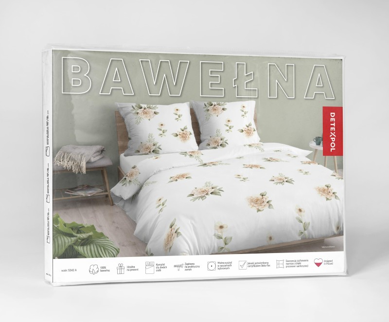 37455Pościel bawełniana 220x200 Biała w beżowe róże – elegancki wzór vintage, 100% bawełna - 5342 A - Soft Meadow-3