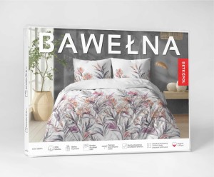 37466Pościel bawełniana biała z tropikalnymi kwiatami i liśćmi akwarelowymi – 140x200 – kolekcja Naturalis – wzór 5504 A-3