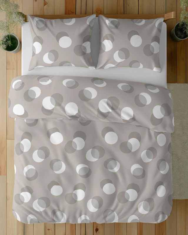 37493Pościel bawełniana beżowa z geometrycznymi okręgami – 220x200 cm – kolekcja Naturalis – wzór 5495 A-3