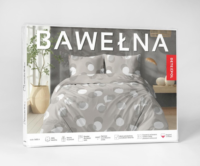 37493Pościel bawełniana beżowa z geometrycznymi okręgami – 220x200 cm – kolekcja Naturalis – wzór 5495 A-4