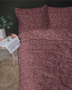 37524Pościel bawełniana bordowa z drobnym roślinnym wzorem – 220x200 cm – Eden – wzór 5588 B-3