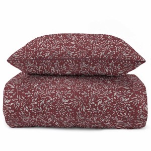 37524Pościel bawełniana bordowa z drobnym roślinnym wzorem – 220x200 cm – Eden – wzór 5588 B-4