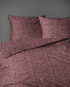 37524Pościel bawełniana bordowa z drobnym roślinnym wzorem – 220x200 cm – Eden – wzór 5588 B-5