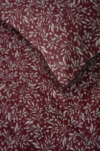 37524Pościel bawełniana bordowa z drobnym roślinnym wzorem – 220x200 cm – Eden – wzór 5588 B-6