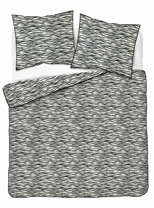 37532Pościel bawełniana biała z czarnym motywem animal print – 160x200 cm – Eden – wzór 5591 B-1