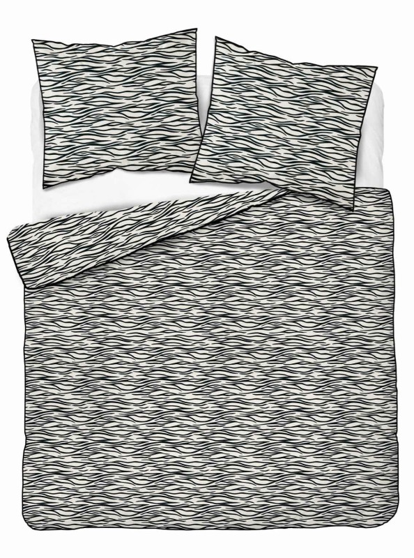 37532Pościel bawełniana biała z czarnym motywem animal print – 160x200 cm – Eden – wzór 5591 B-1