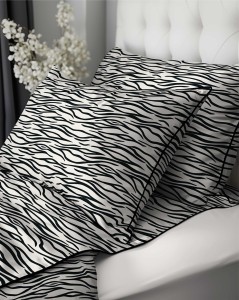 37532Pościel bawełniana biała z czarnym motywem animal print – 160x200 cm – Eden – wzór 5591 B-2