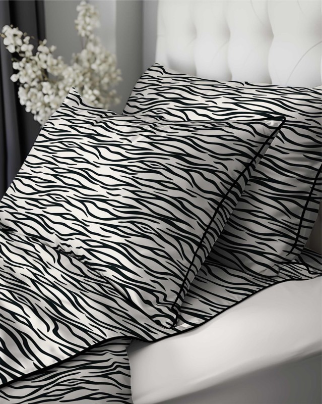37532Pościel bawełniana biała z czarnym motywem animal print – 160x200 cm – Eden – wzór 5591 B-2